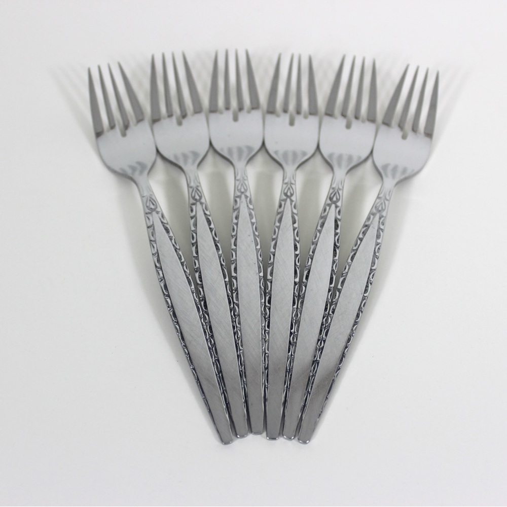 1960’s Venetia Dinner Forks Mid Century Modern 6 Stainless Steel Oneida Communit